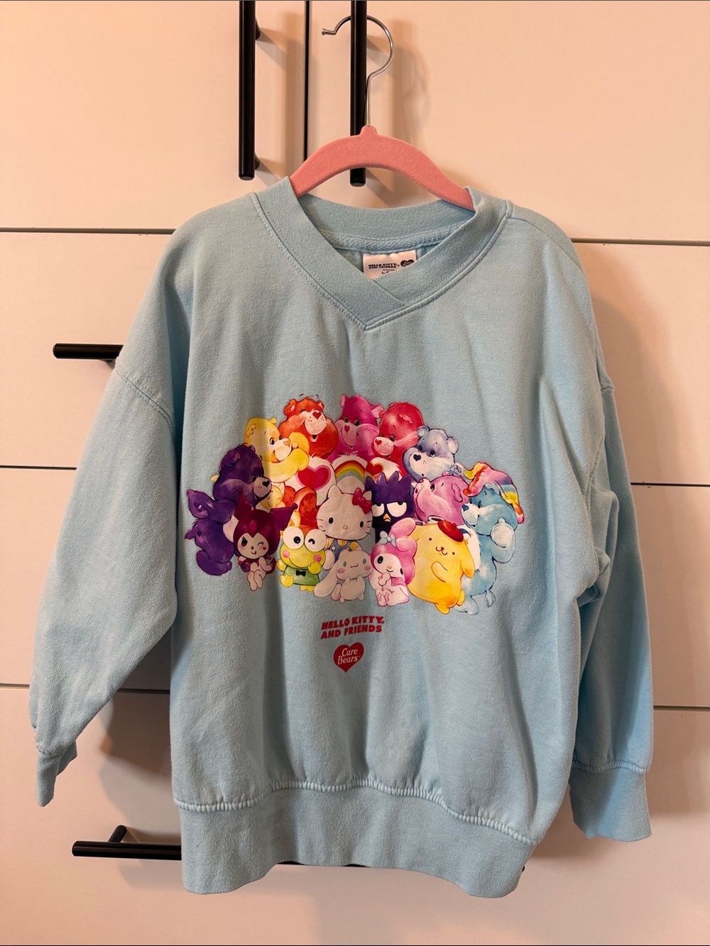 Hello Kitty X Care Bears Pastel Blue Kids Crewneck Sweatshirt